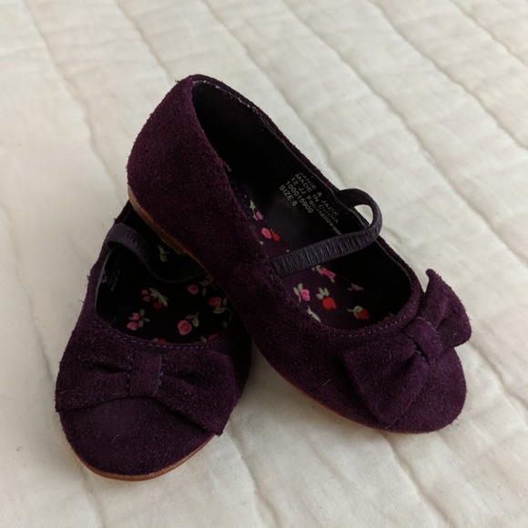 Girls Janie and Jack purple suede shoes size 6 - Picture 1 of 4